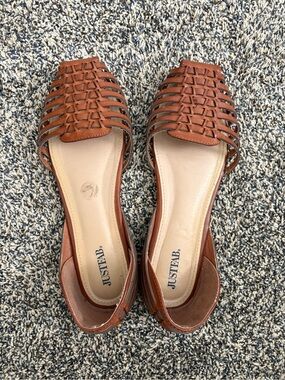 JustFab Tan Brown Woven D'Orsay Flats